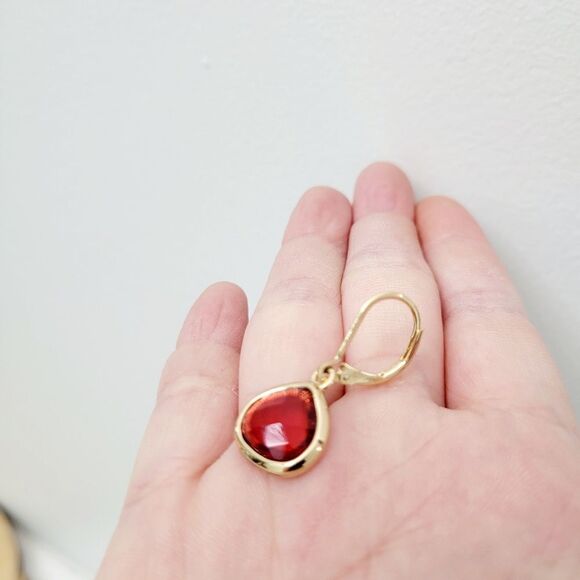Brand New Anne Klein Red Stone Gold Tone Earrings - Picture 3 of 5